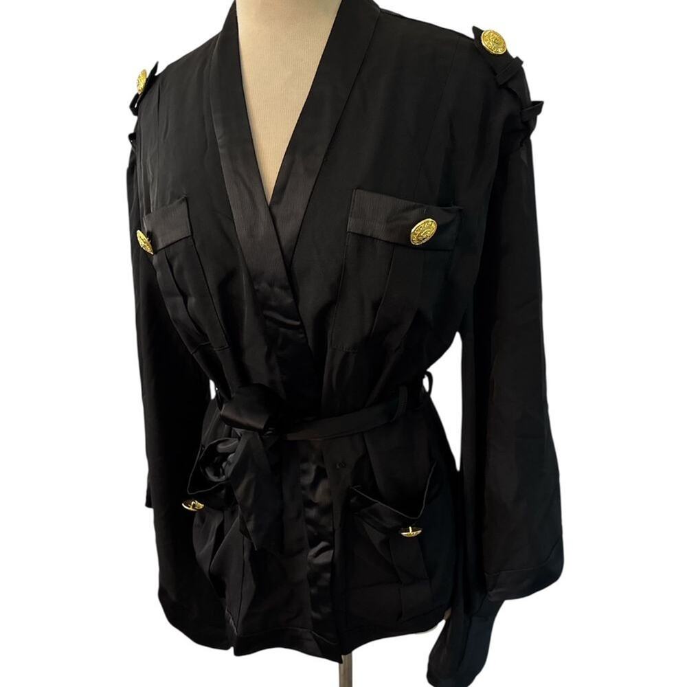 Vintage Balmain Paris Kimono Sleeve Belt Jacket Blazer Sz S/M - Picture 7 of 8